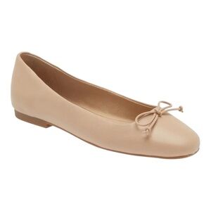 Steve Madden Eydie Nude Cream Almond Toe Leather Ballet W/Bow Flats Size 8.5